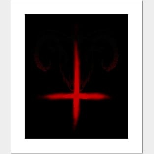 Red crucifix - baphomet Posters and Art